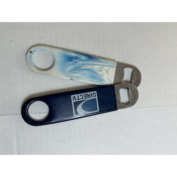 Flat Bottle Openers/ Bar Key, Set of 2 Steel w/Rubber Coated Handle Beer Bar - Picture 3 of 5